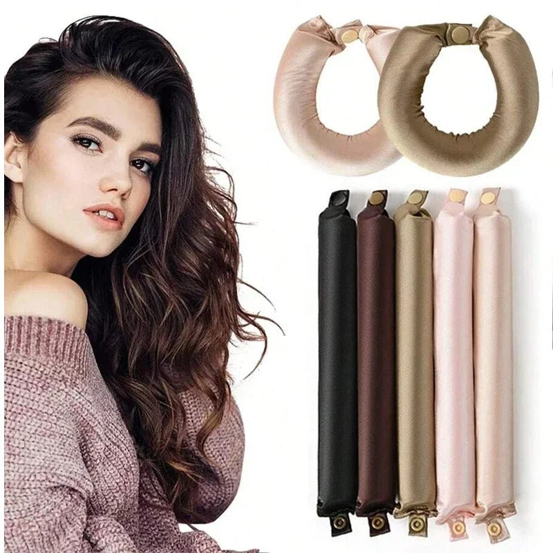 Satin Covered Heatless Hair Curlers - 4pcs