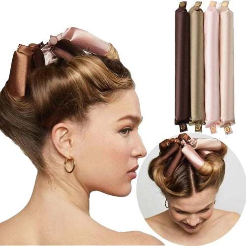 Satin Covered Heatless Hair Curlers - 4pcs