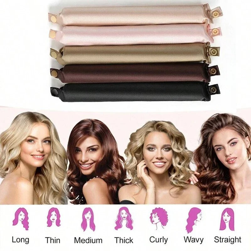 Satin Covered Heatless Hair Curlers - 4pcs