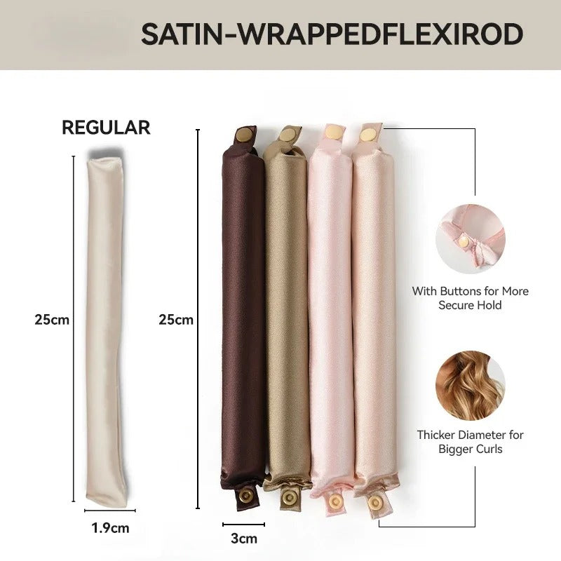 Satin Covered Heatless Hair Curlers - 4pcs